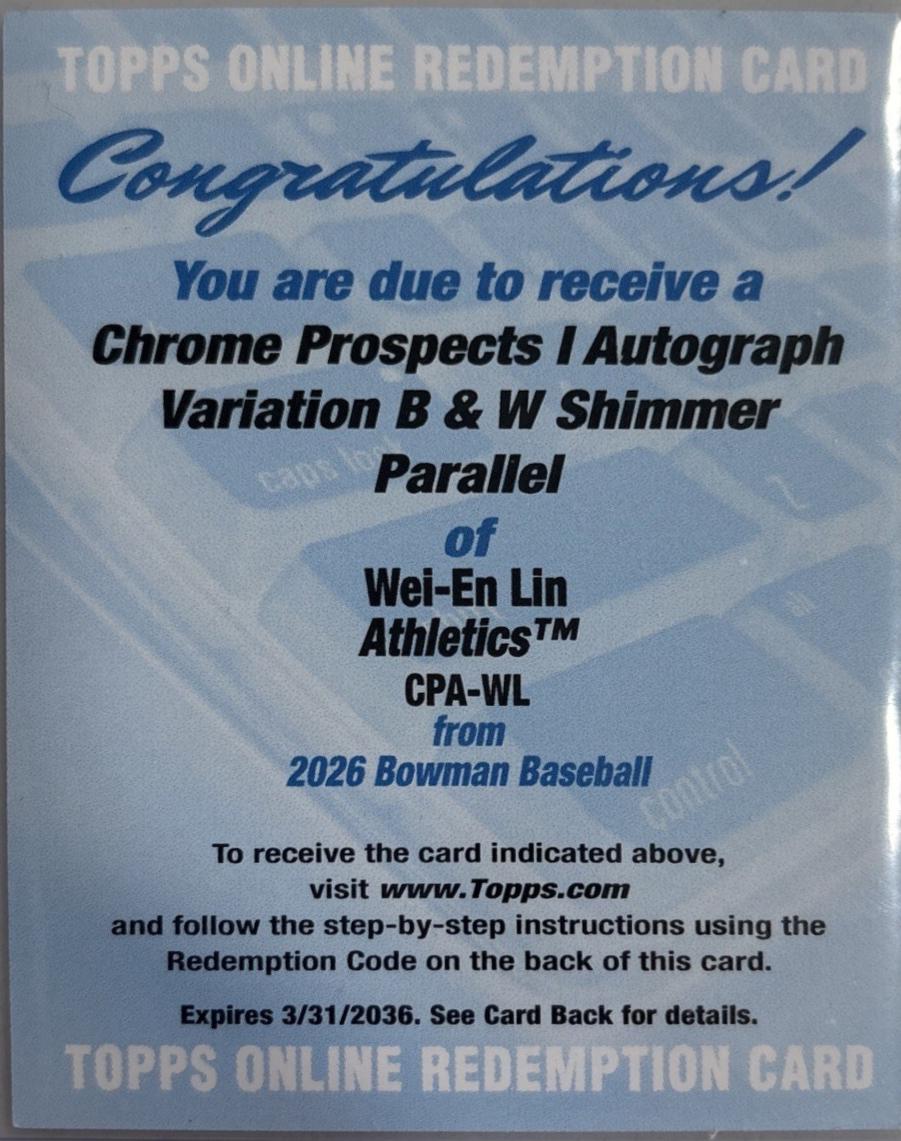 Wei-En Lin [Black White Shimmer Refractor] #CPA-WL