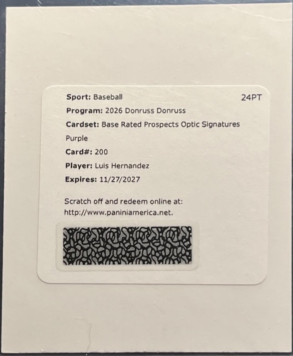 Luis Hernandez [Purple Optic Signature] #200