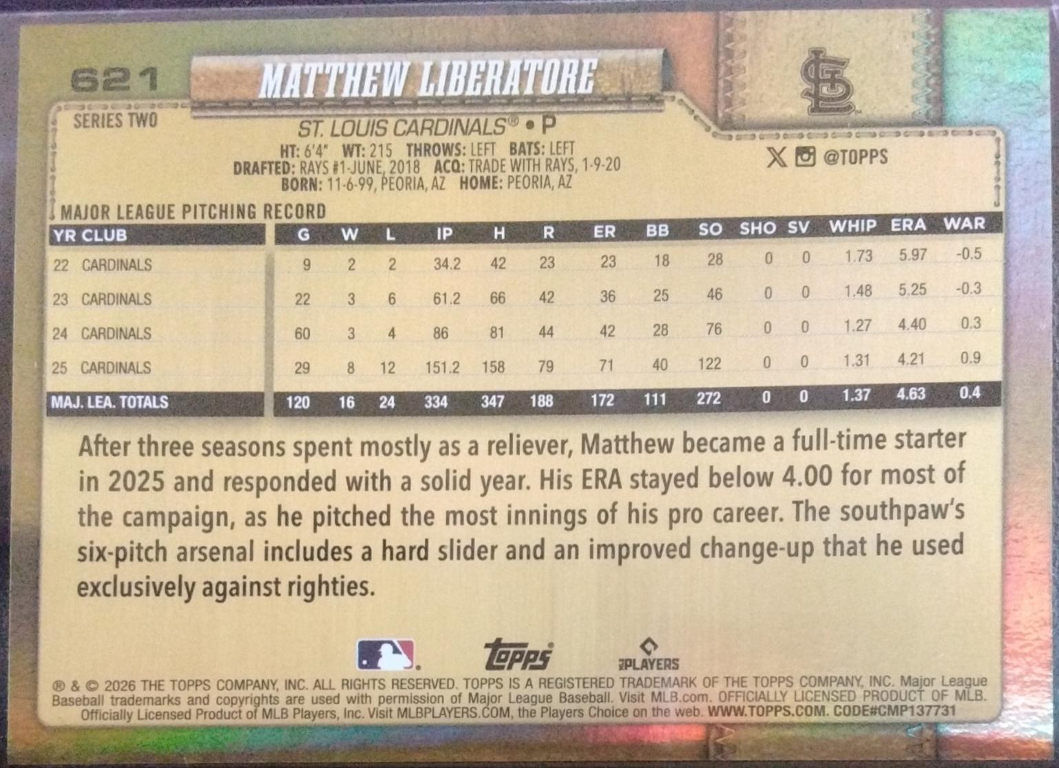 Matthew Liberatore [Golden Mirror Variation] #621