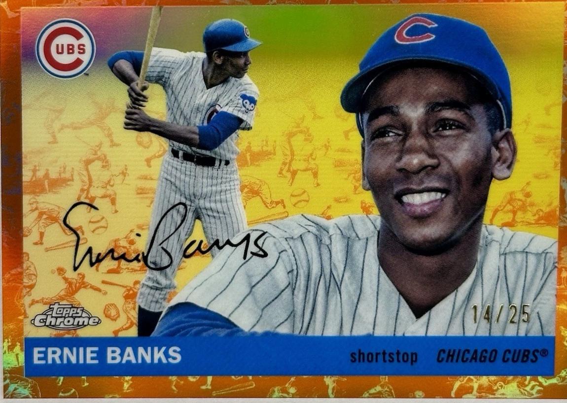Ernie Banks [Toile White Orange Refractor] #340