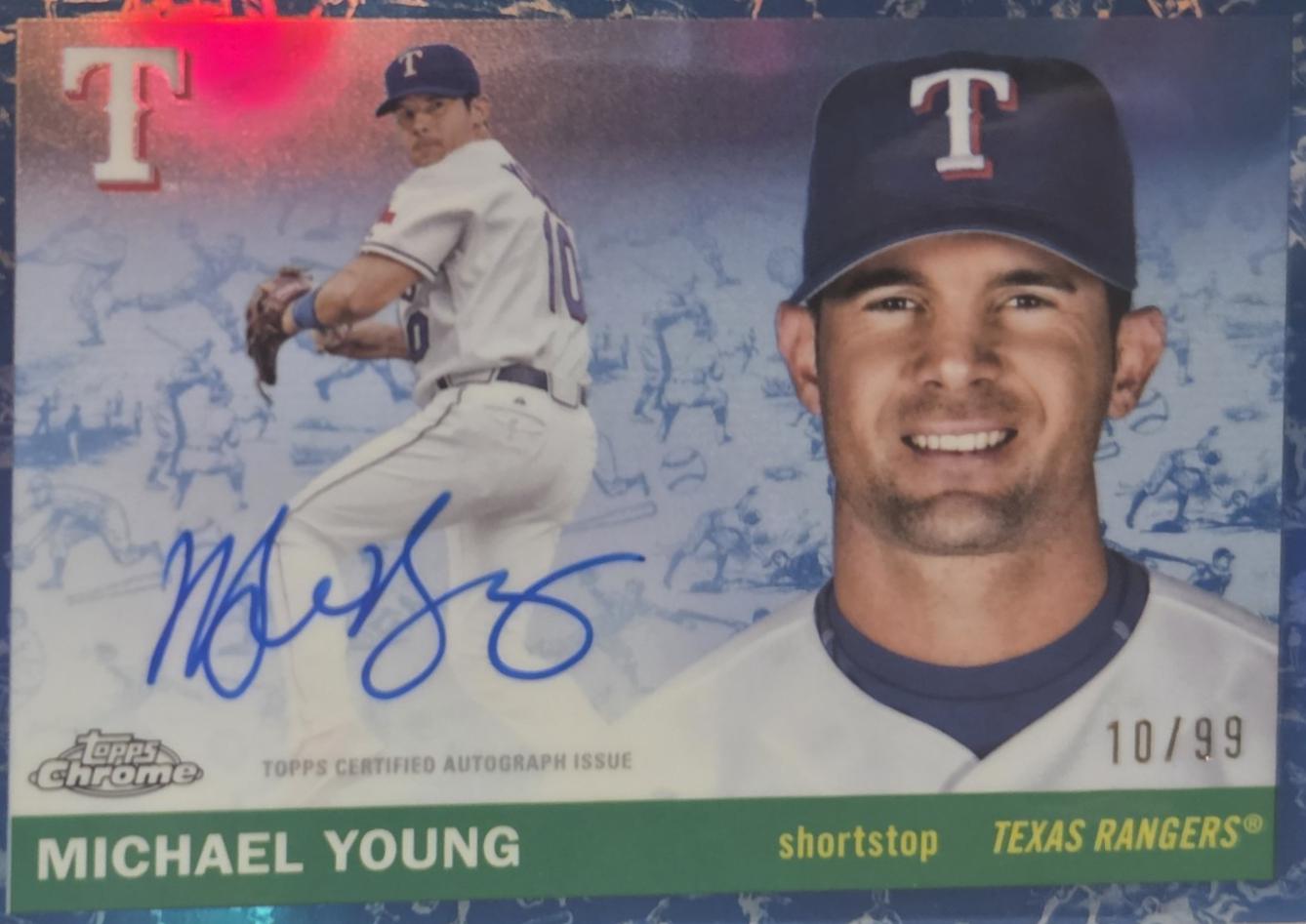 Michael Young [Toile Cream Blue Refractor] #CPA-MY