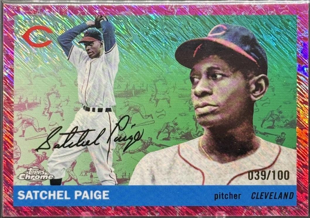 Satchel Paige [Blue Shimmer Refractor] #499