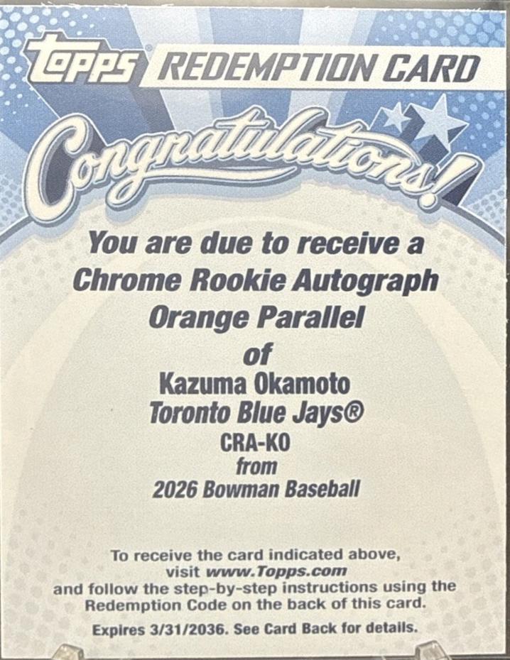 Kazuma Okamoto [Orange Refractor] #CRA-KO