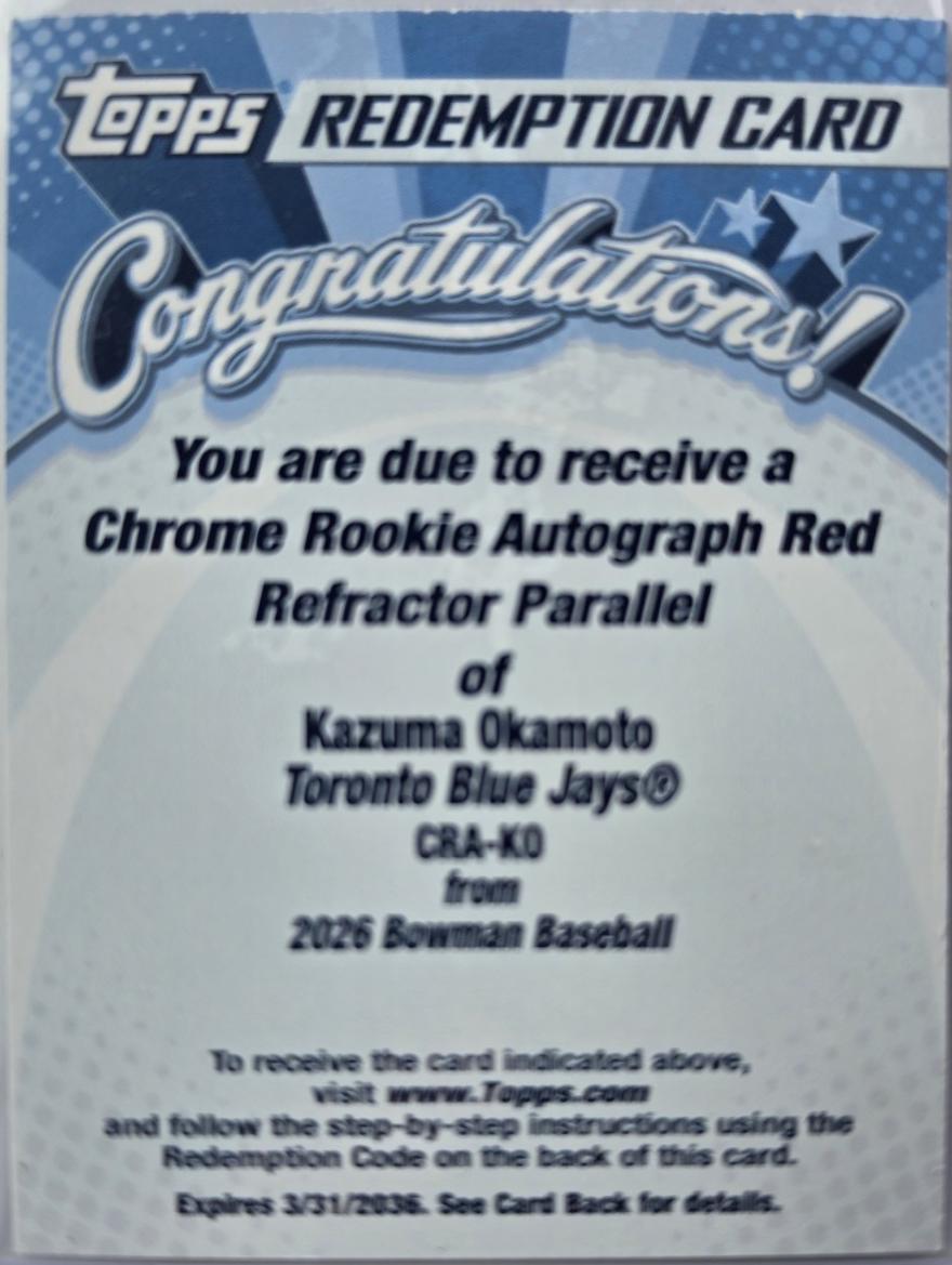 Kazuma Okamoto [Red Refractor] #CRA-KO