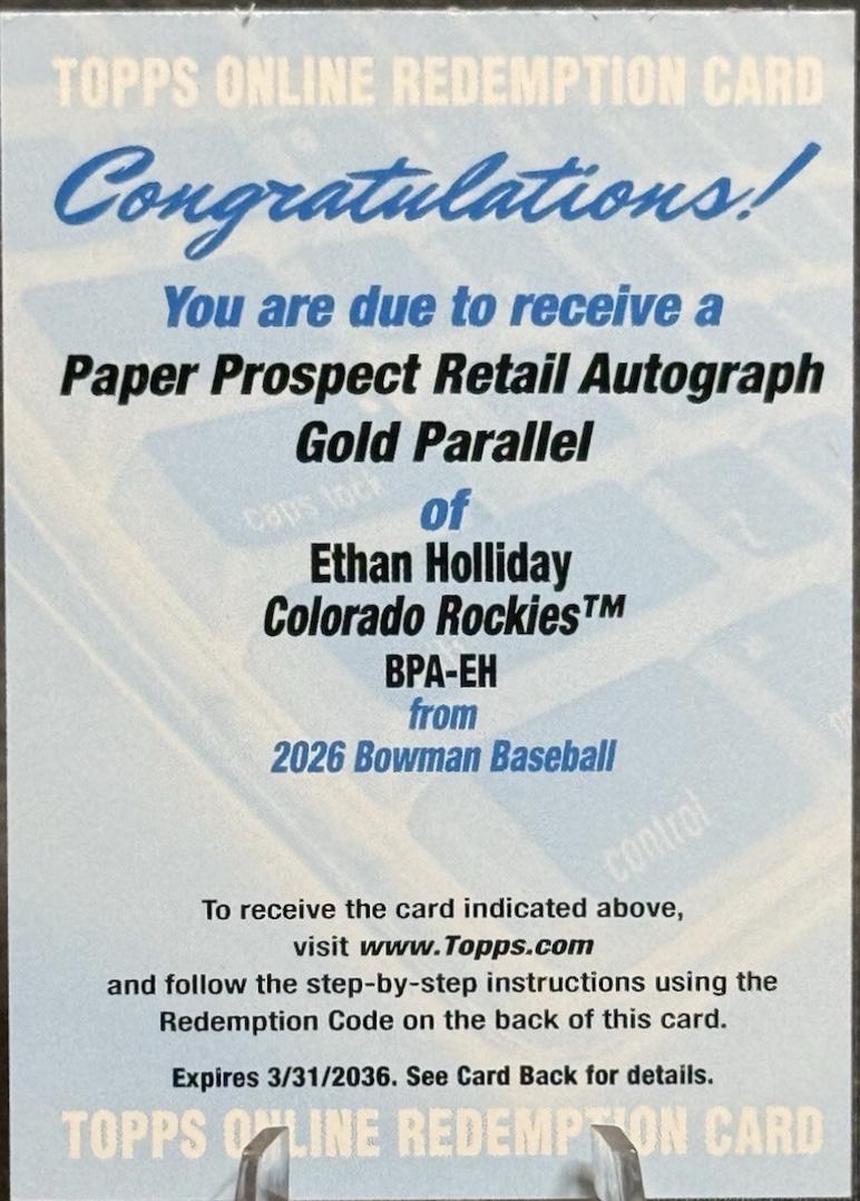 Ethan Holliday [Gold Border] #BPA-EH