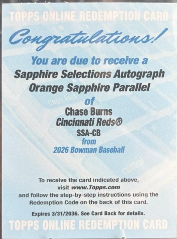 Chase Burns [Orange] #SSA-CB