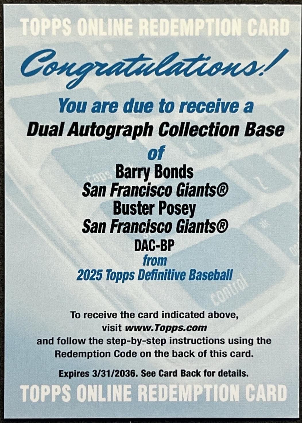 Buster Posey / Barry Bonds #DAC-BP