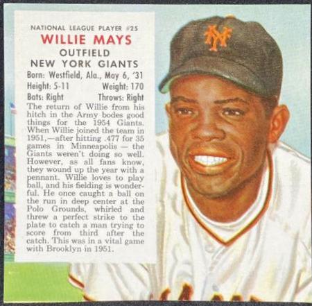 Willie Mays [Hand Cut Without Tab] #25