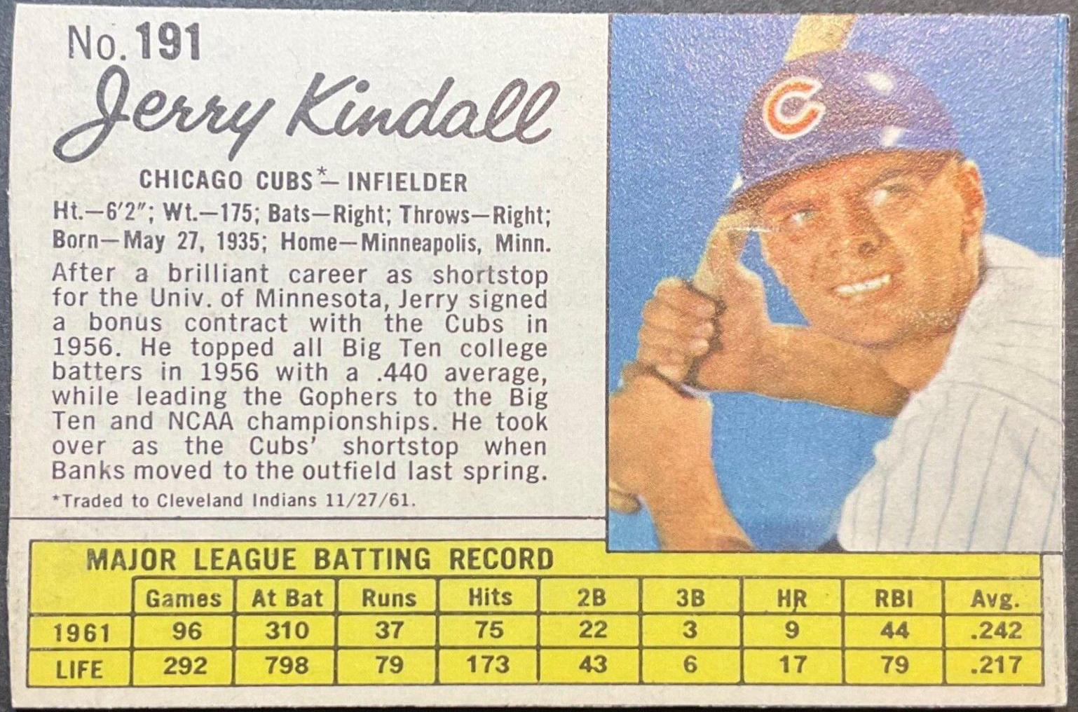 Jerry Kindall [Hand Cut] #191