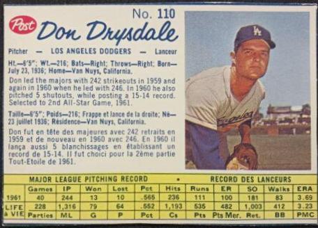 Don Drysdale [Hand Cut] #110