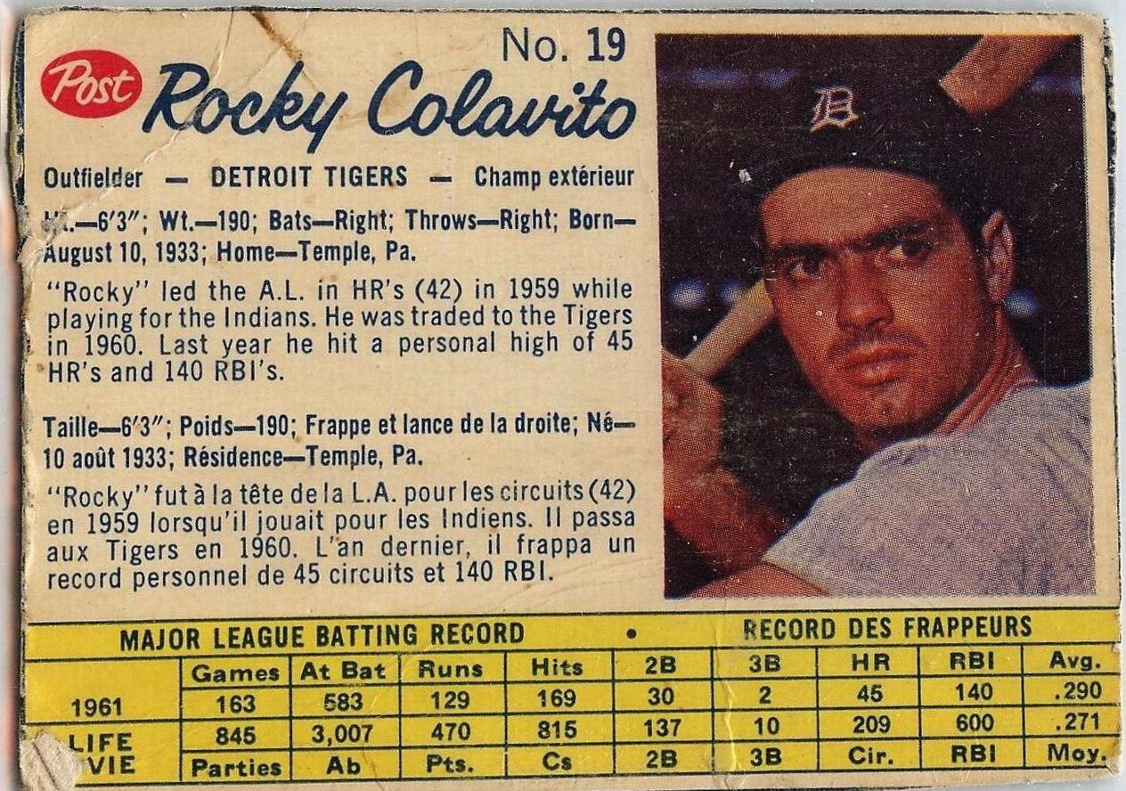 Rocky Colavito [Hand Cut Small Script] #19