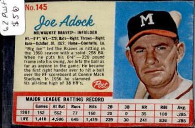 Joe Adock [Hand Cut Name Incorrect] #145