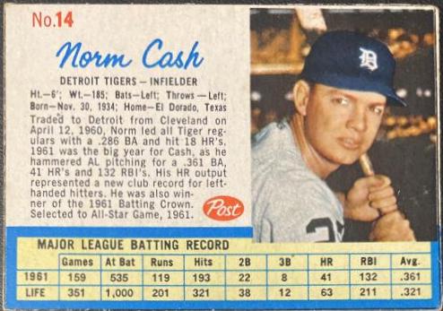Norm Cash [Hand Cut Throws Left] #14