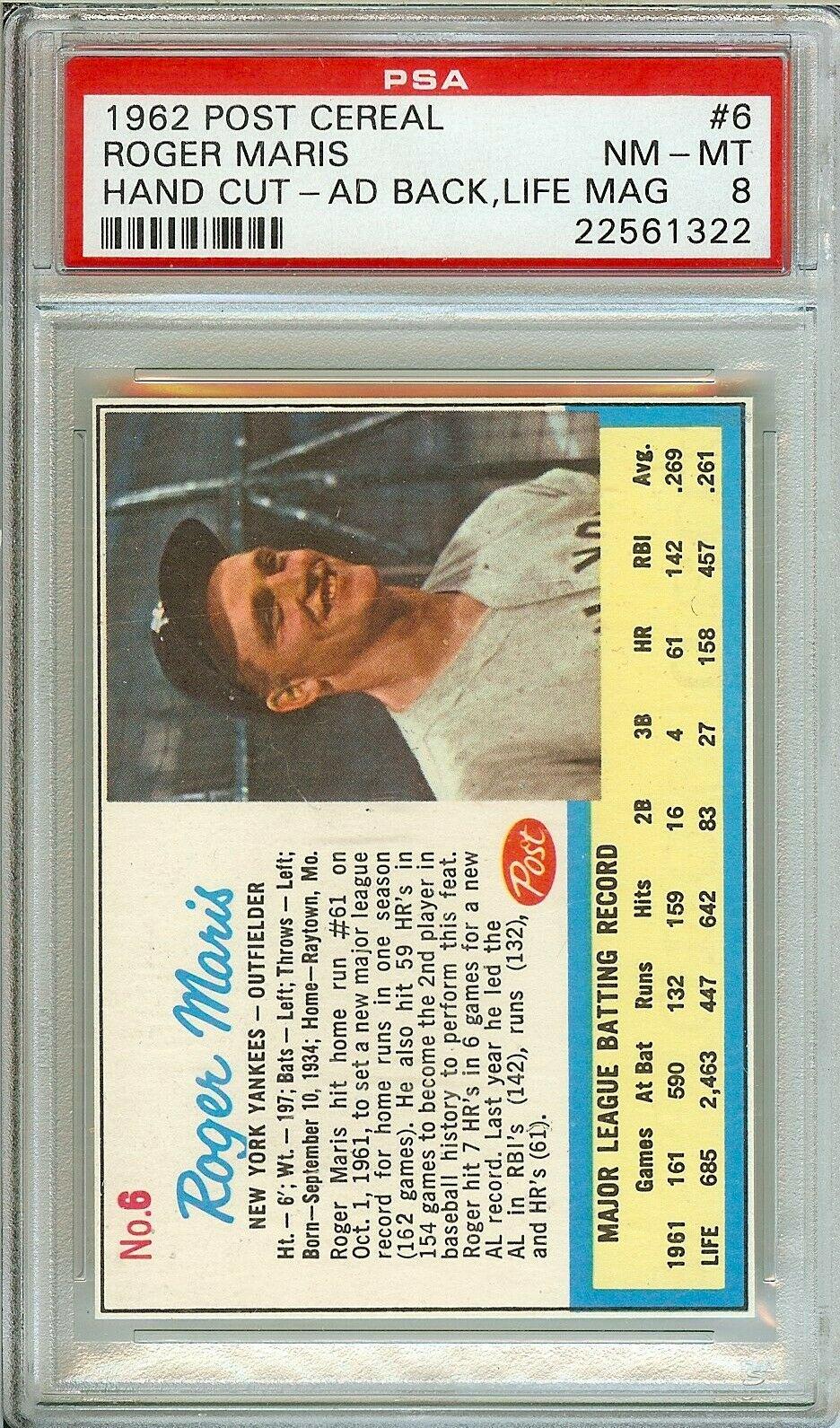 Roger Maris [Hand Cut Ad Back, Life Magazine] #6