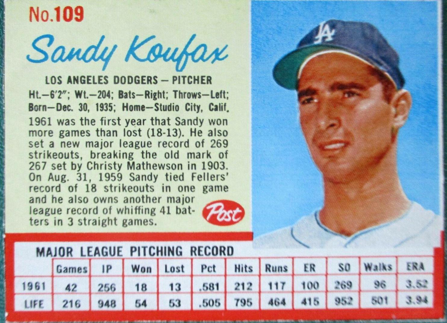 Sandy Koufax [Hand Cut] #109