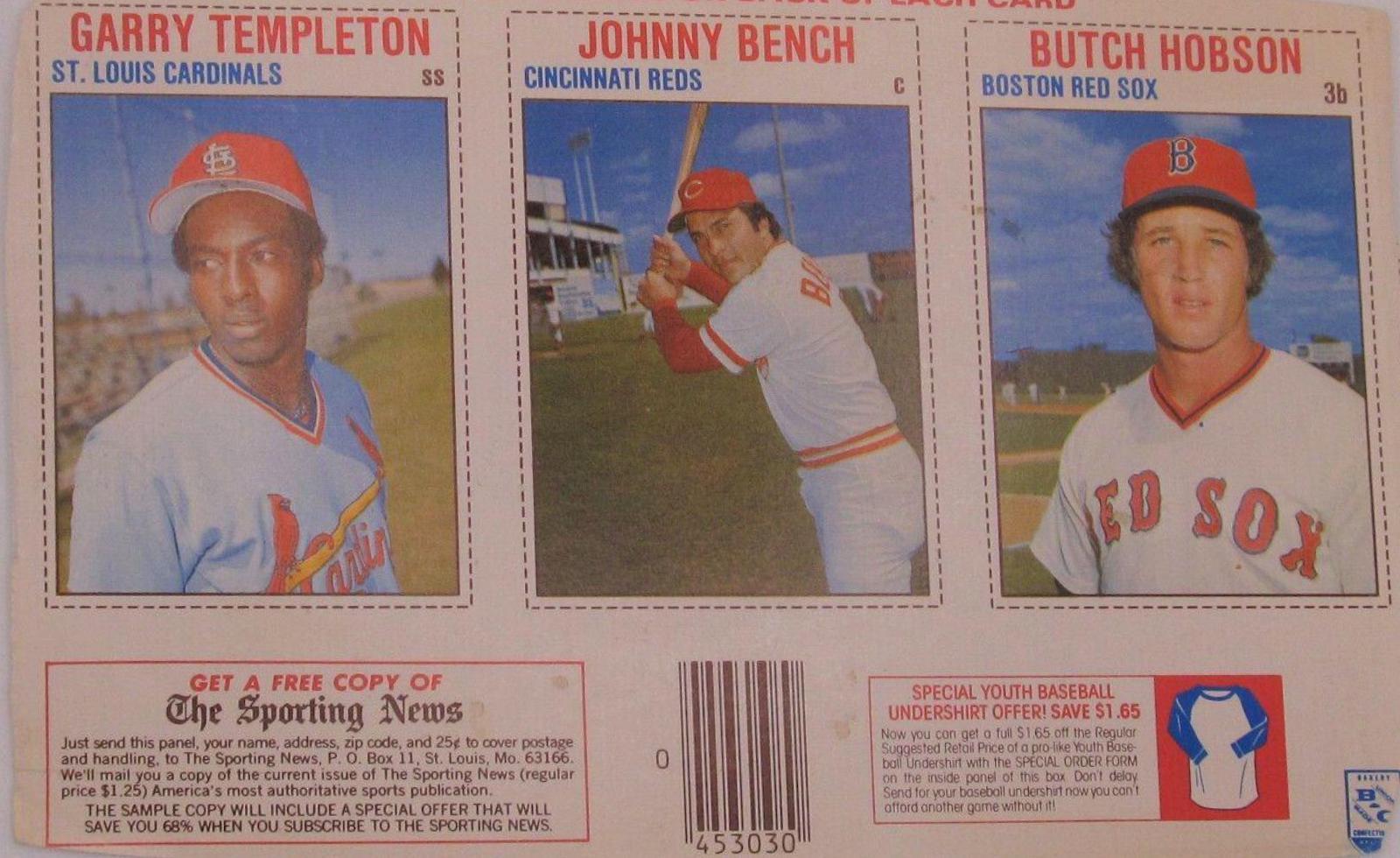 Butch Hobson, Garry Templeton, Johnny Bench [Hand Cut Panel]
