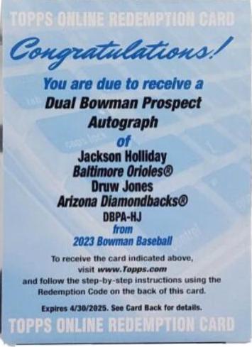 Druw Jones, Jackson Holliday #DBPA-HJ