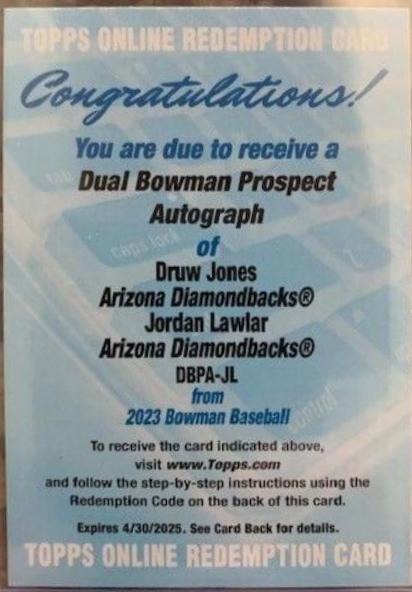 Jordan Lawlar, Druw Jones #DBPA-JL
