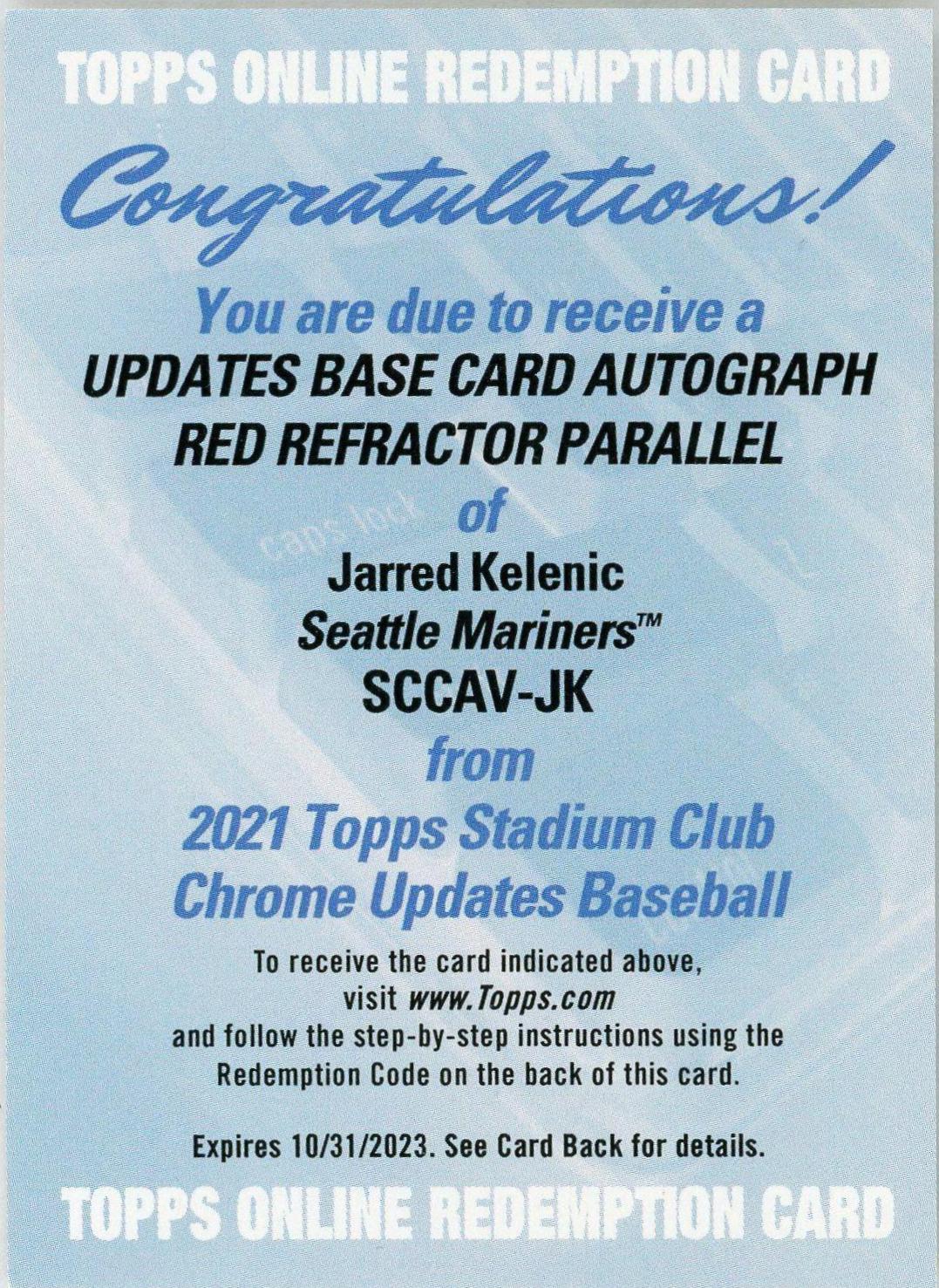 Jarred Kelenic [Red Refractor] #SCCAV-JK