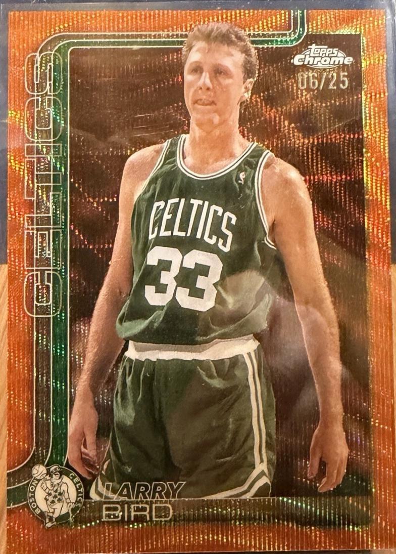 Larry Bird [Orange Wave Refractor] #243