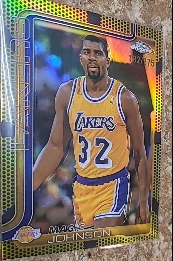 Magic Johnson [Yellow Basketball Refractor] #244