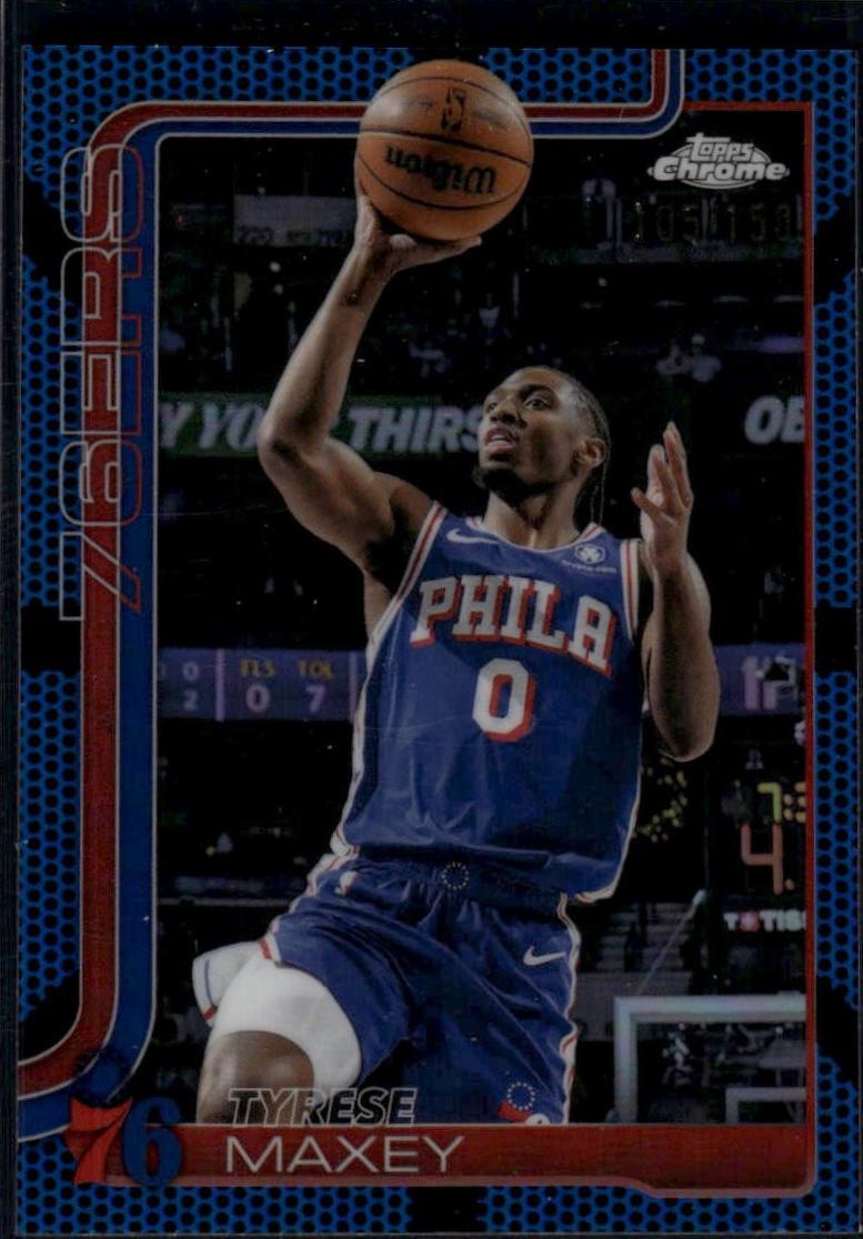 Tyrese Maxey [Blue Basketball Refractor] #185