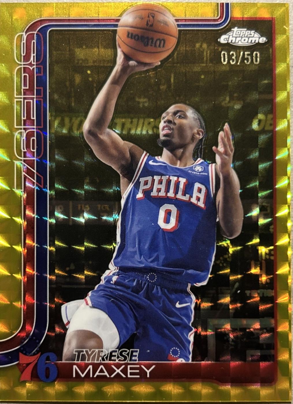 Tyrese Maxey [Gold Geometric Refractor] #185