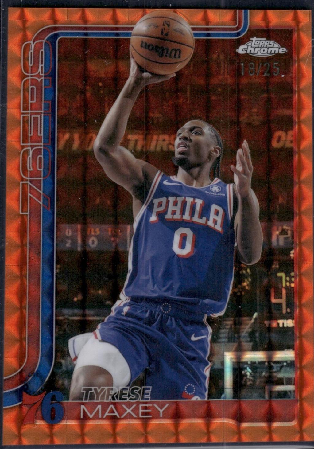 Tyrese Maxey [Orange Geometric Refractor] #185