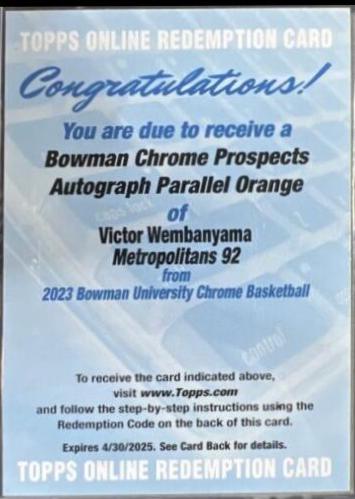 Victor Wembanyama [Autograph Orange] #101