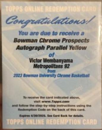 Victor Wembanyama [Autograph Yellow] #101