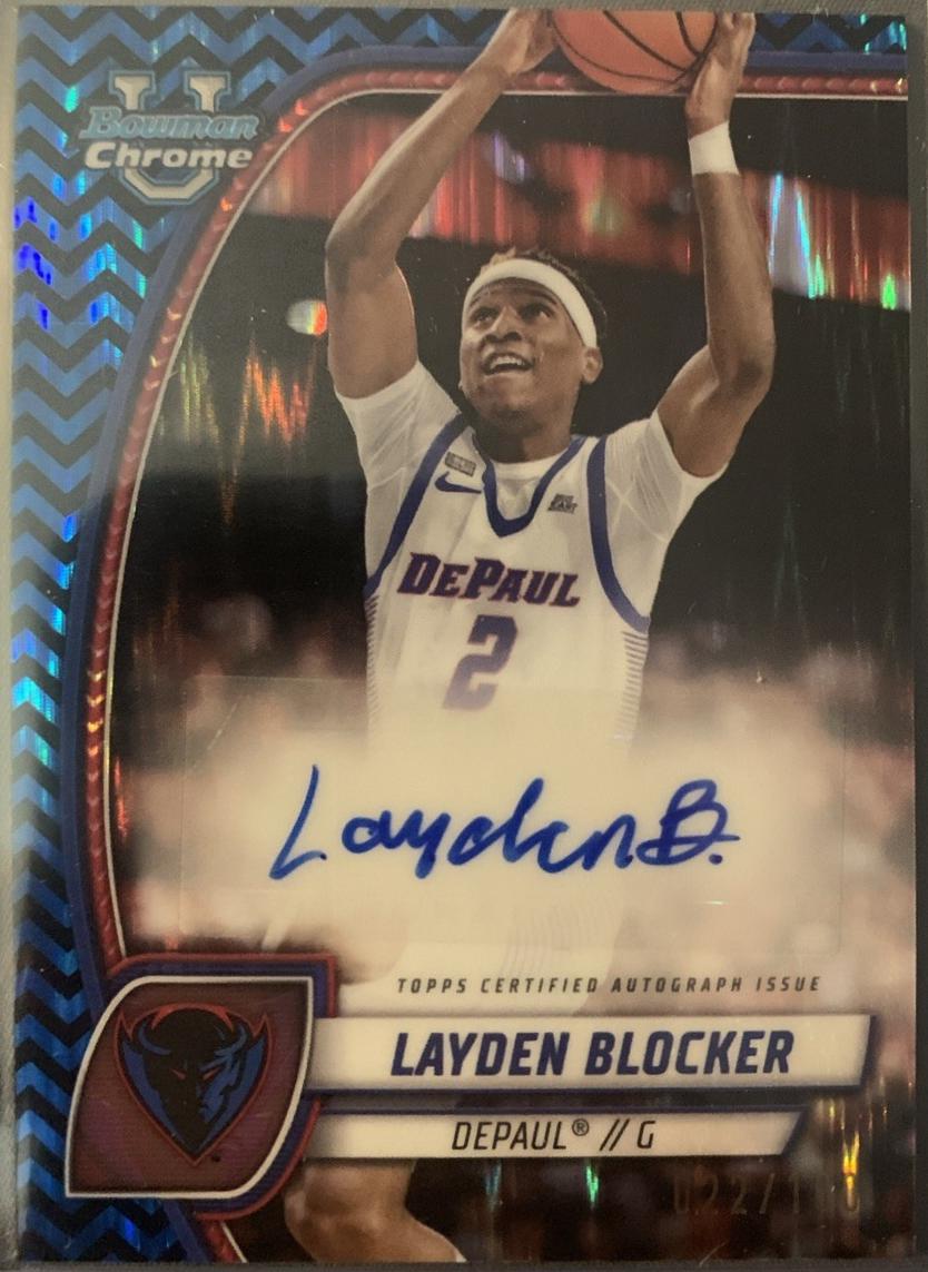 Layden Blocker [Black Blue Refractor Autograph] #95