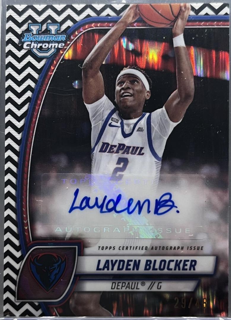 Layden Blocker [Black White Refractor Autograph] #95