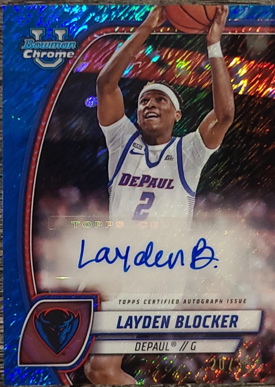 Layden Blocker [Blue Shimmer Refractor Autograph] #95