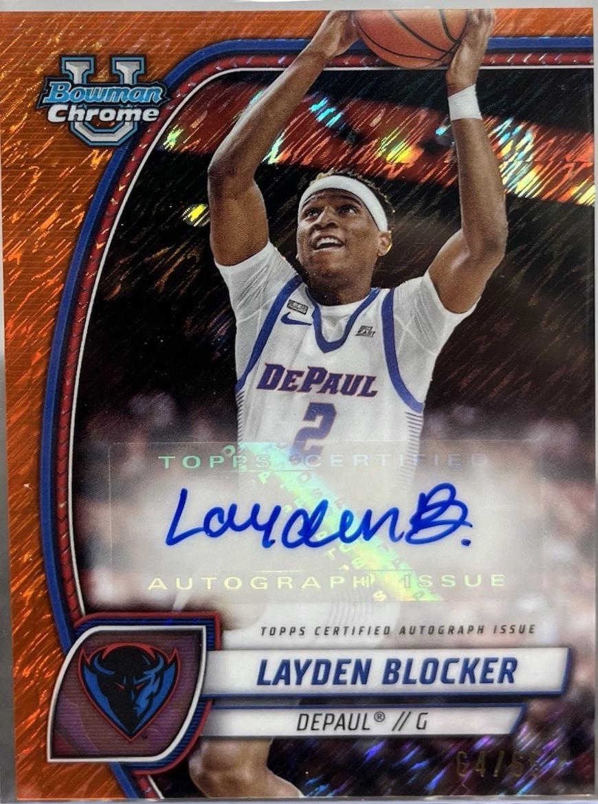 Layden Blocker [Orange Shimmer Refractor Autograph] #95