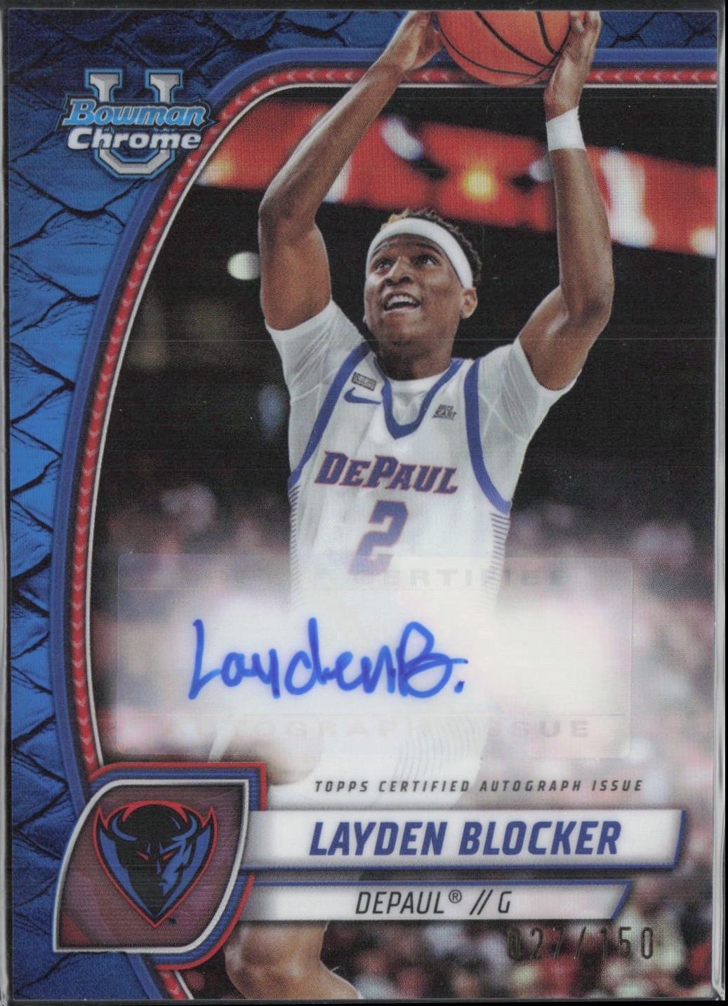 Layden Blocker [Reptilian Blue Refractor Autograph] #95