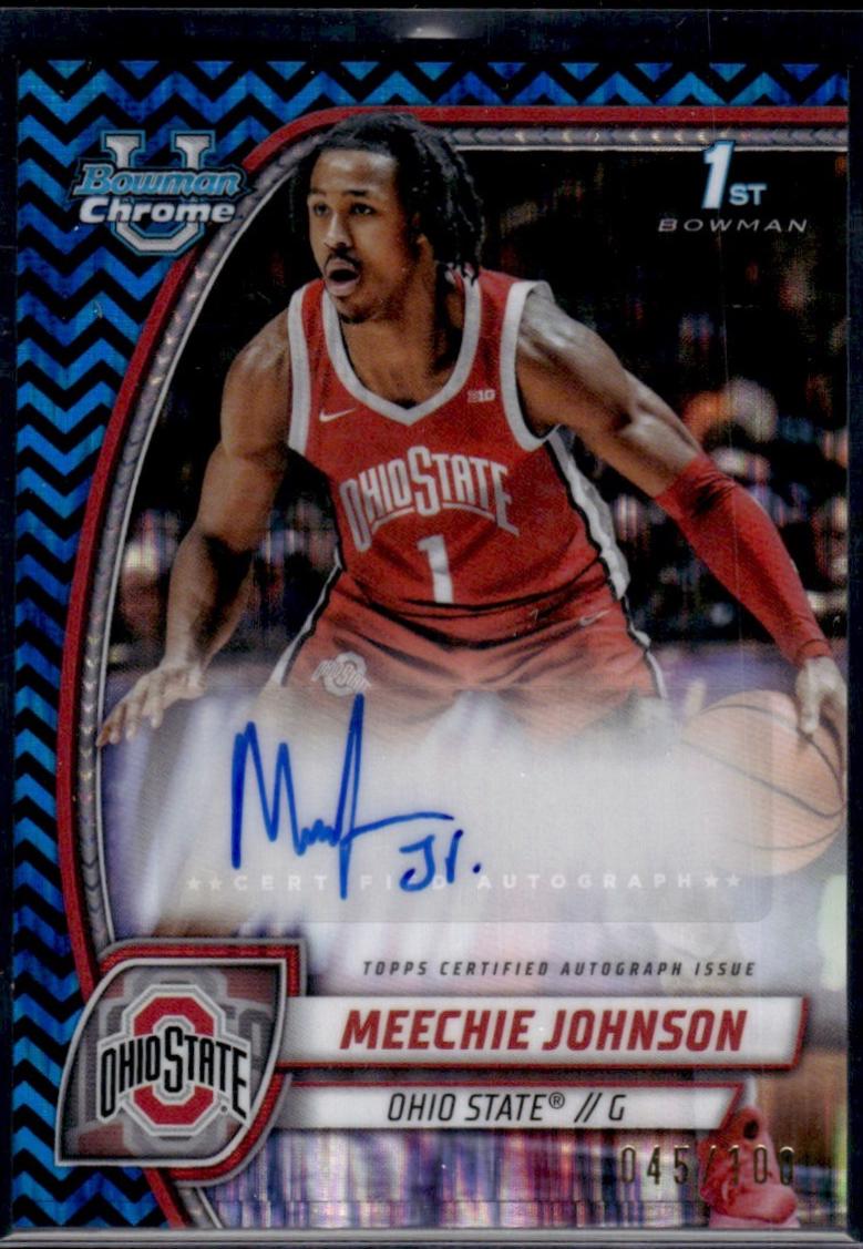 Meechie Johnson [Black Blue Refractor Autograph] #54