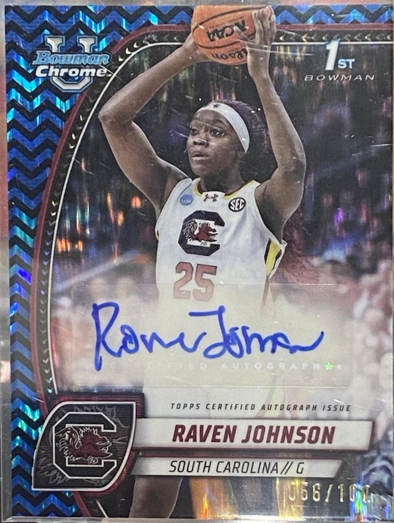 Raven Johnson [Black Blue Refractor Autograph] #60