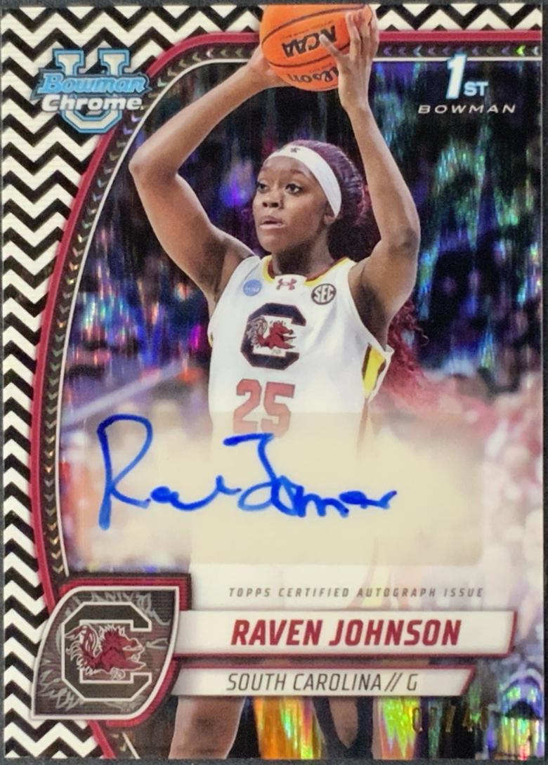 Raven Johnson [Black White Refractor Autograph] #60