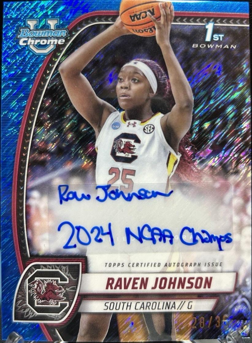 Raven Johnson [Blue Shimmer Refractor Autograph] #60