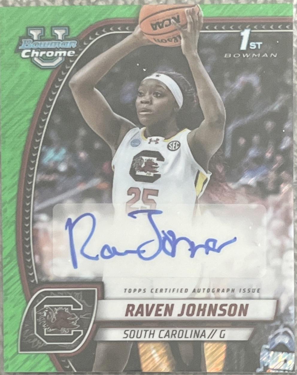 Raven Johnson [Green Shimmer Refractor Autograph] #60
