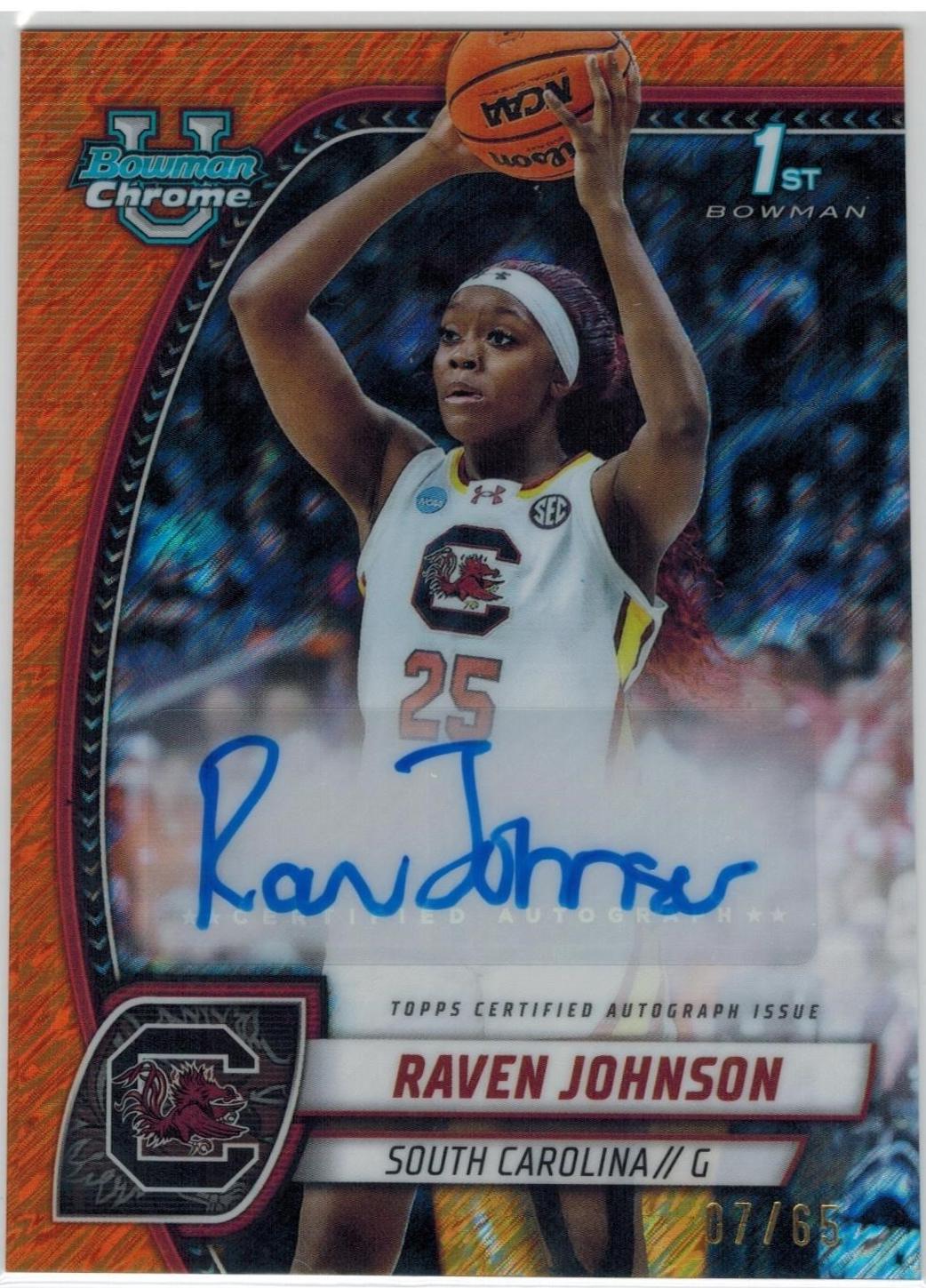 Raven Johnson [Orange Shimmer Refractor Autograph] #60