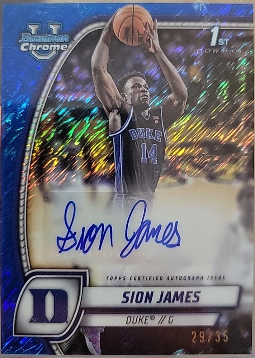 Sion James [Blue Shimmer Refractor Autograph] #63