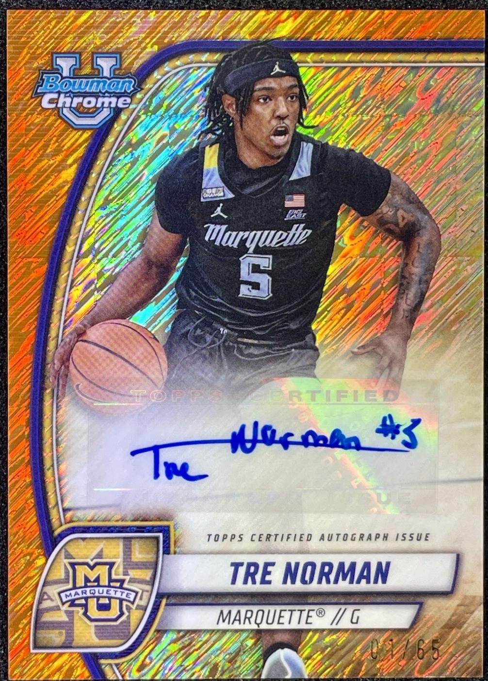 Tre Norman [Orange Shimmer Refractor Autograph] #88