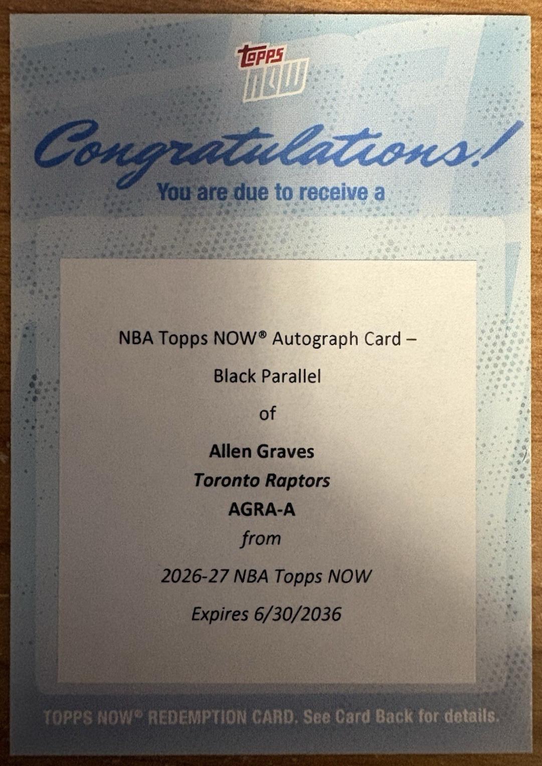 Allen Graves [Black Autograph] #AGRA