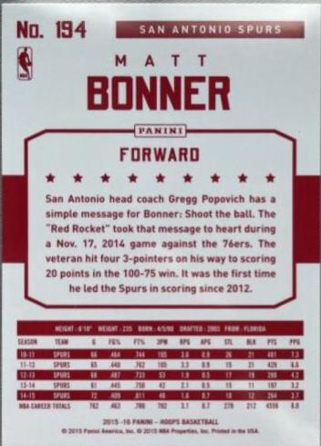 Matt Bonner [Red Back] #194