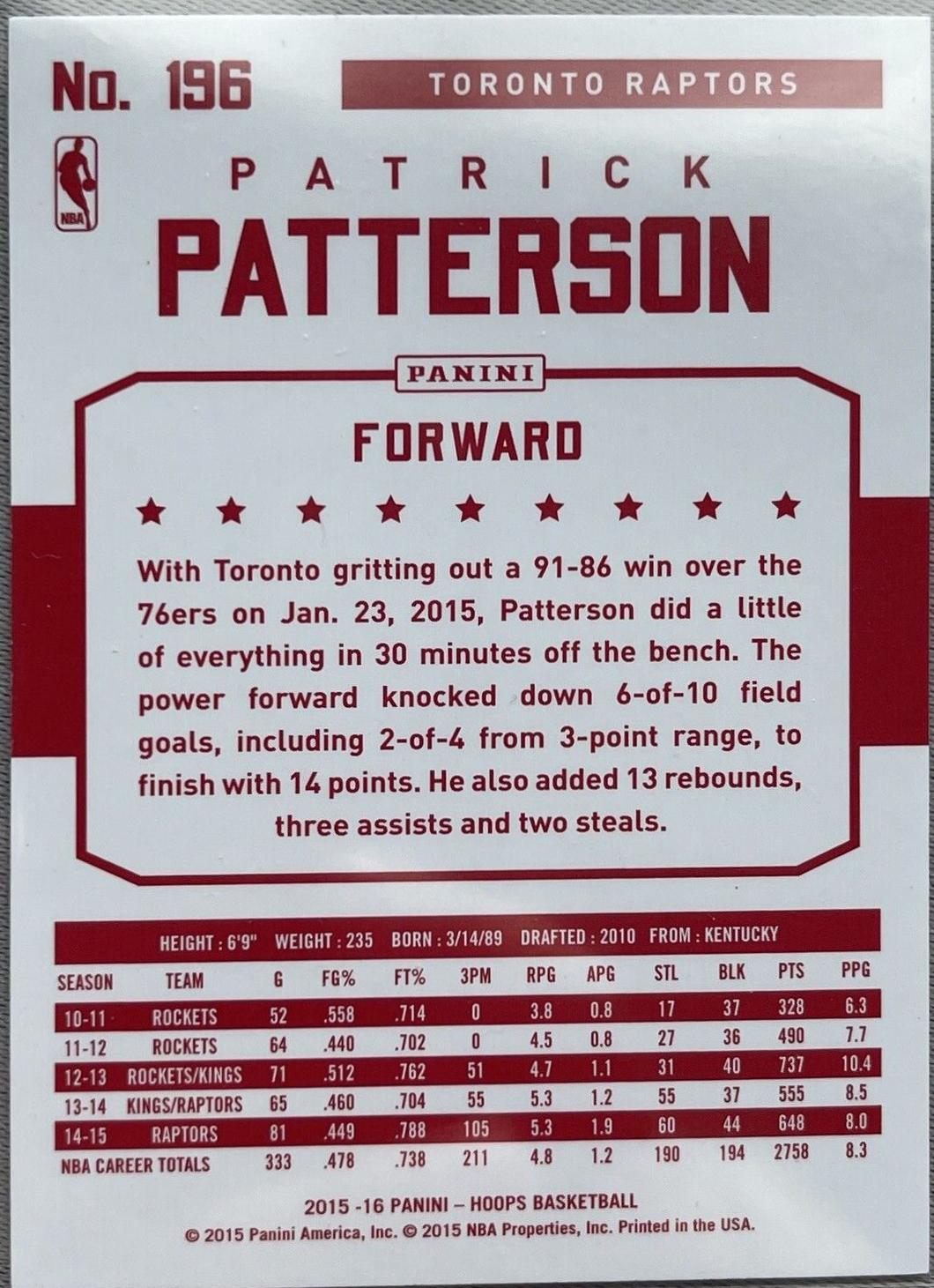 Patrick Patterson [Red Back] #196