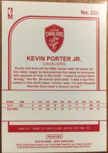 Kevin Porter Jr. [Red Back] #225