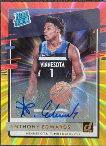 Anthony Edwards [Auto Red Gold Laser] #201