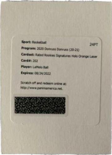 LaMelo Ball [Auto Orange Laser] #202