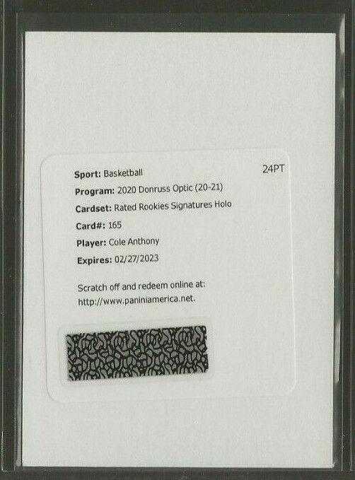 Cole Anthony [Autograph Holo] #165